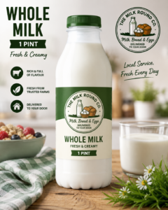 whole milk 1 pint, plastic bottle