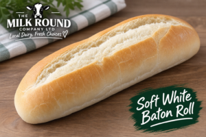 Soft white baton roll, fresh from the bakery
